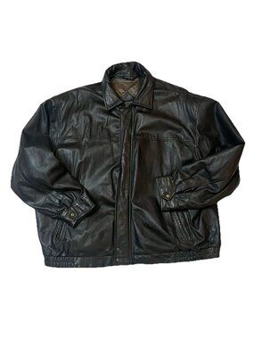 Vintage LA Leather California Mens 3XL Black Leather Jacket 80s 90s Bomber